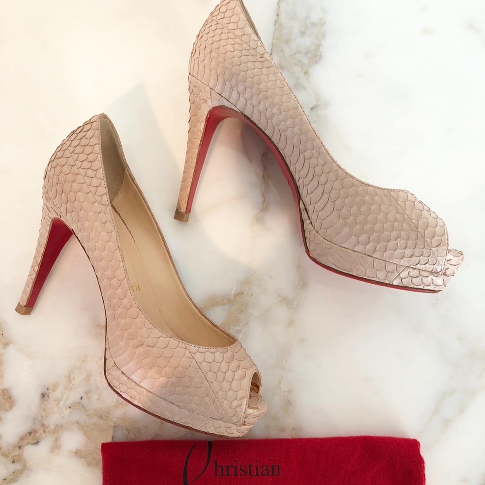 Christian Louboutin Nude Peep-Toe Heels